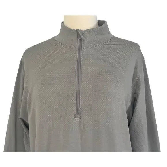 LULULEMON Swiftly Relaxed Half Zip Long Sleeve Top Size 12 Gull Grey/White - Picture 5 of 12